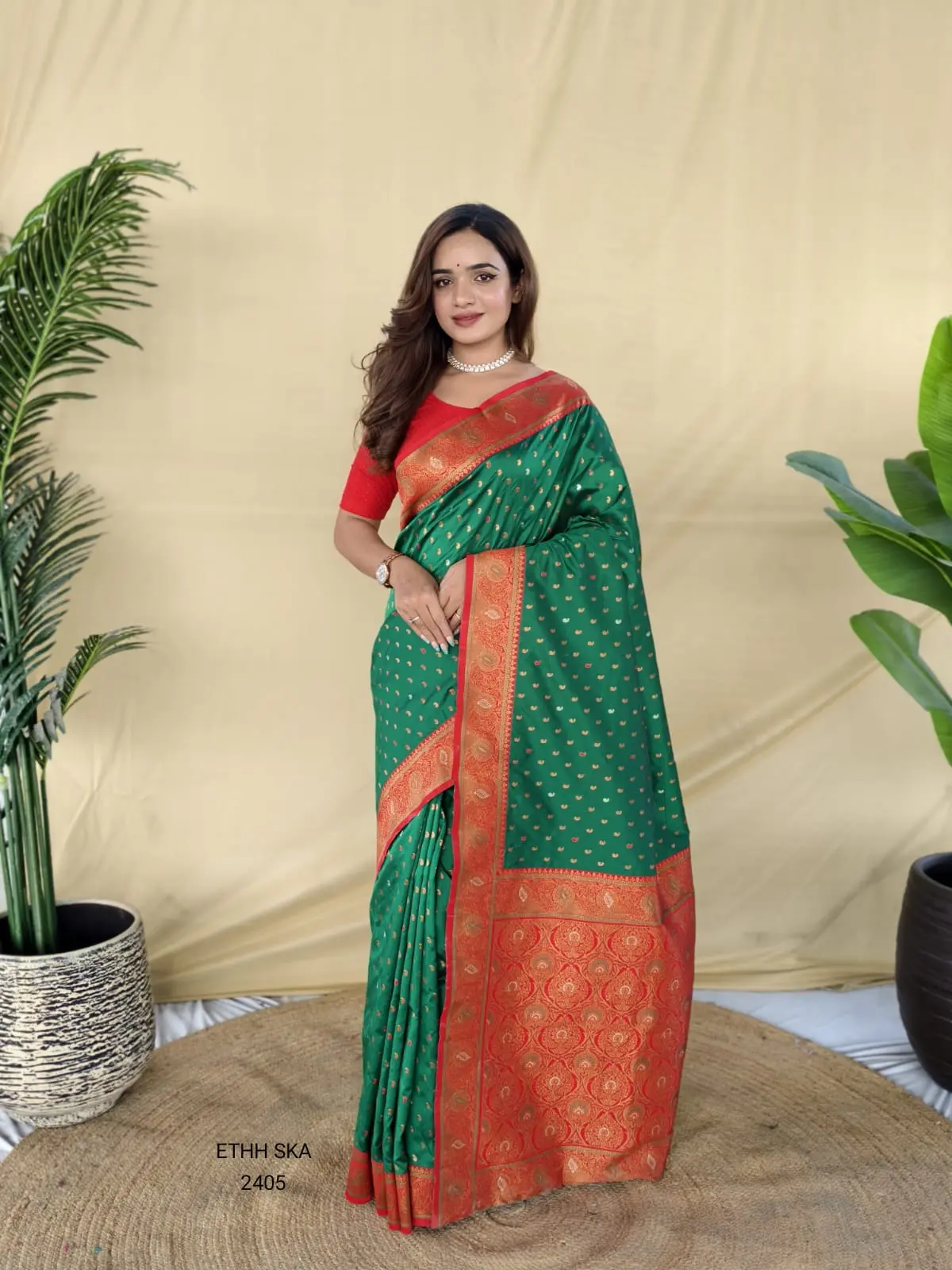 Traditional Banarasi Soft Silk Saree with Contrast Zari Weaving